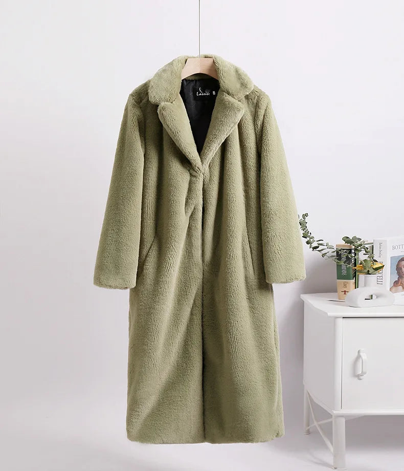 Celia Faux Fur Long Coat-Luxe Winter & Occasion Outerwear