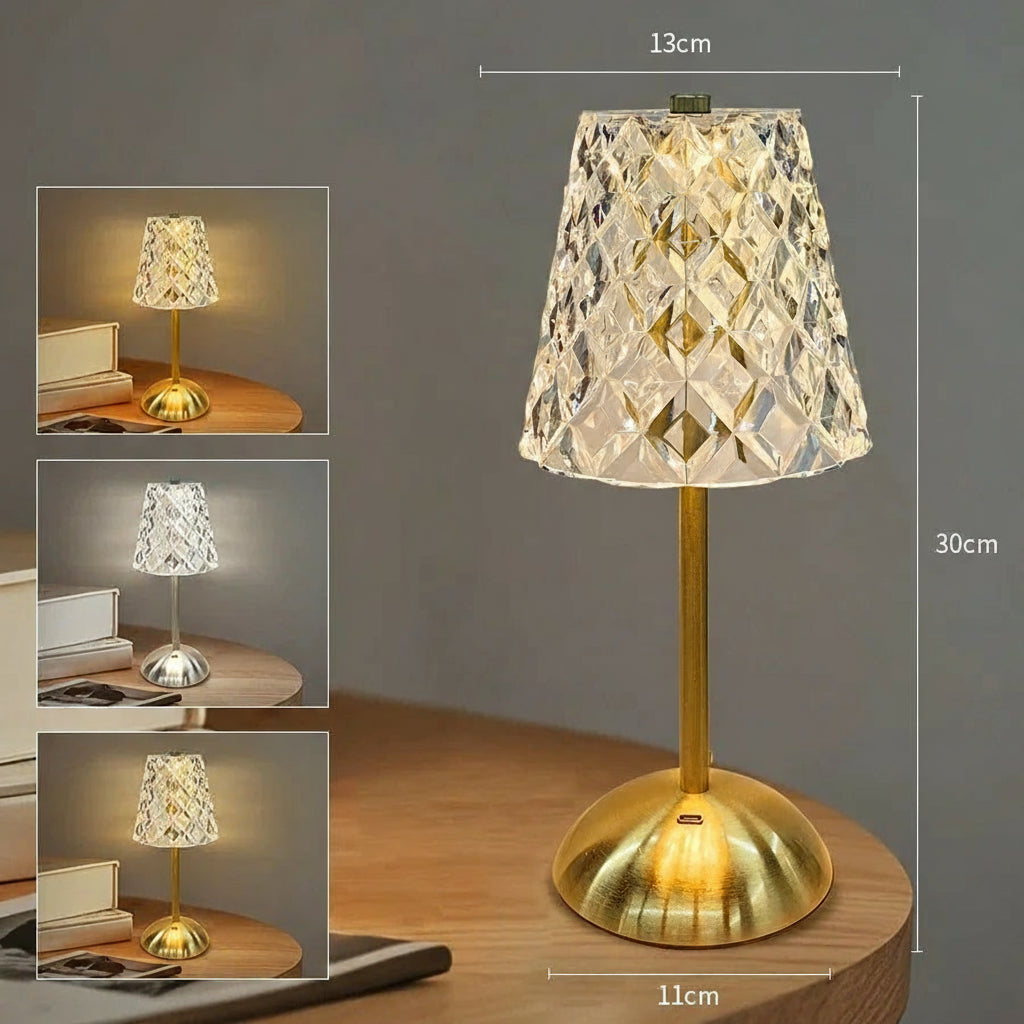 Aurora Crystal Touch LED Table Lamp – Gold Dimmable Bedside & Dining Lamp with 3 Light Settings
