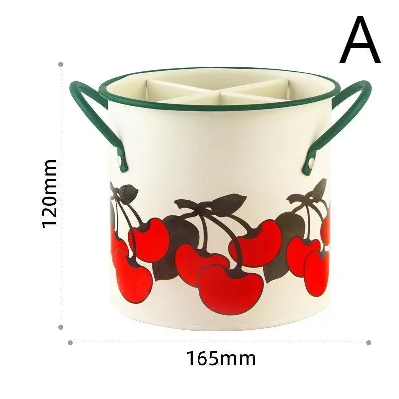 Enamel Utensil Holder – Vintage Kitchen Utensil Pot & Cutlery Storage Jar