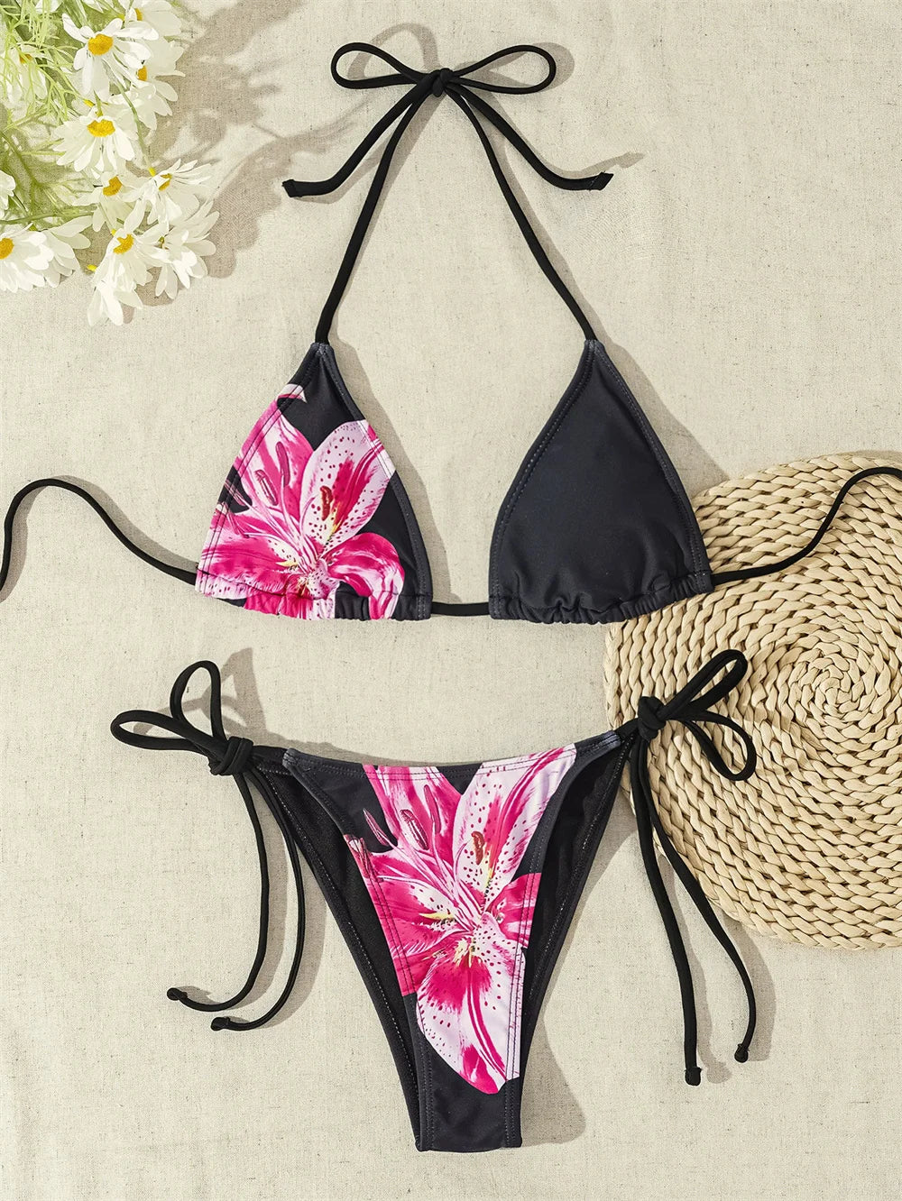 Floral Bikini and Mesh Skirt Set – Summer Holiday 3 Piece Swimsuit in Tropical Prints and Animal Patterns