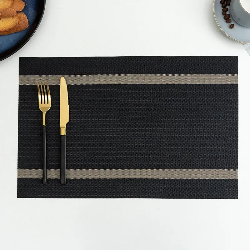 Modern Stripe Woven Placemats – 2/4/6 Piece Set Heat Resistant Table Mats for Dining Table Setting