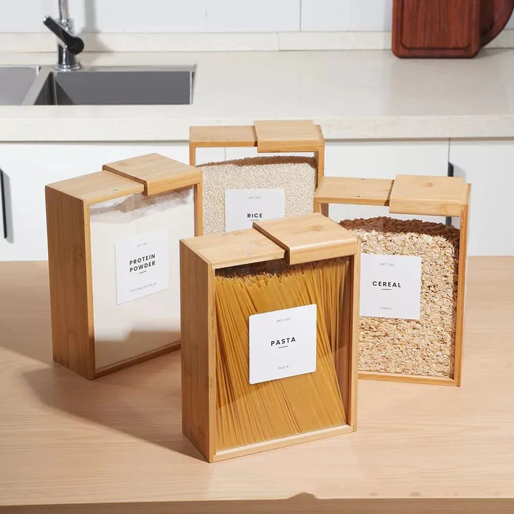 Wooden Storage Container – Airtight Kitchen Container for Grains, Oats, Rice & Dry Food
