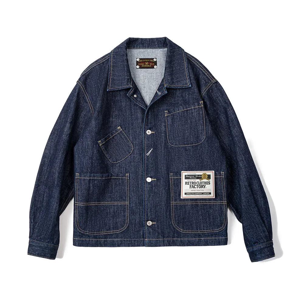 Caldwell Men’s Denim Workwear Jacket – Heavyweight Cotton Indigo Blue Jacket for Everyday Layering