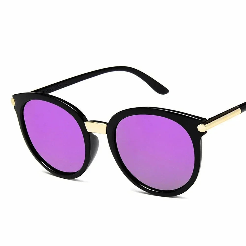 Celeste Black Round Frame Sunglasses – Stylish UV Womens Eyewear for Summer