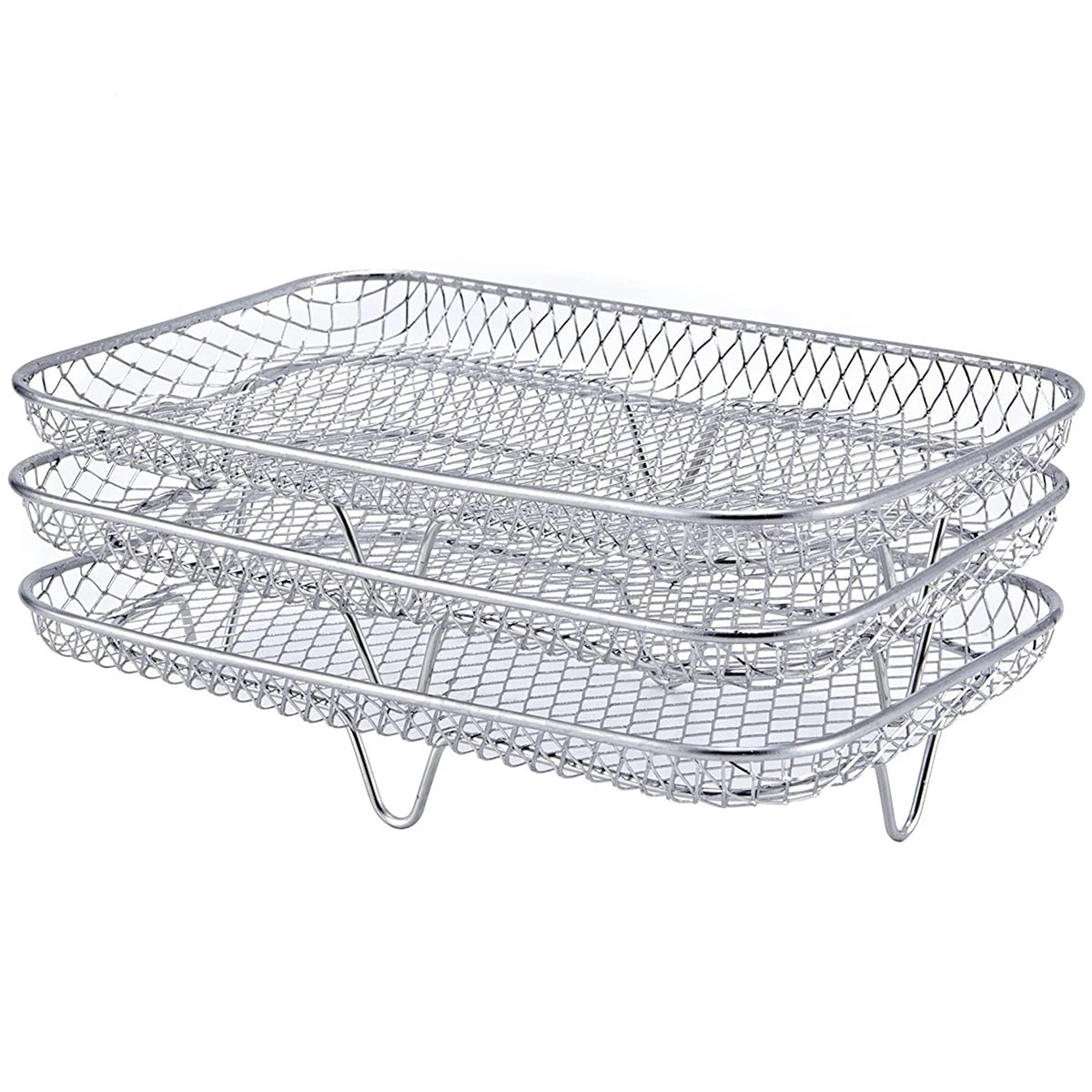 3-Piece Stackable Mesh Cooking & Baking Trays – Stainless Steel Cooking, Baking, Grilling and Cooling Racks