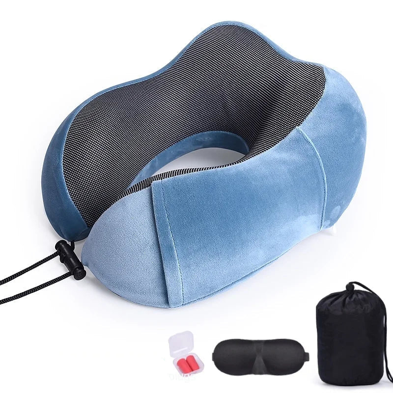 Memory Foam Neck Pillow for Travel with Breathable Design and Adjustable Support