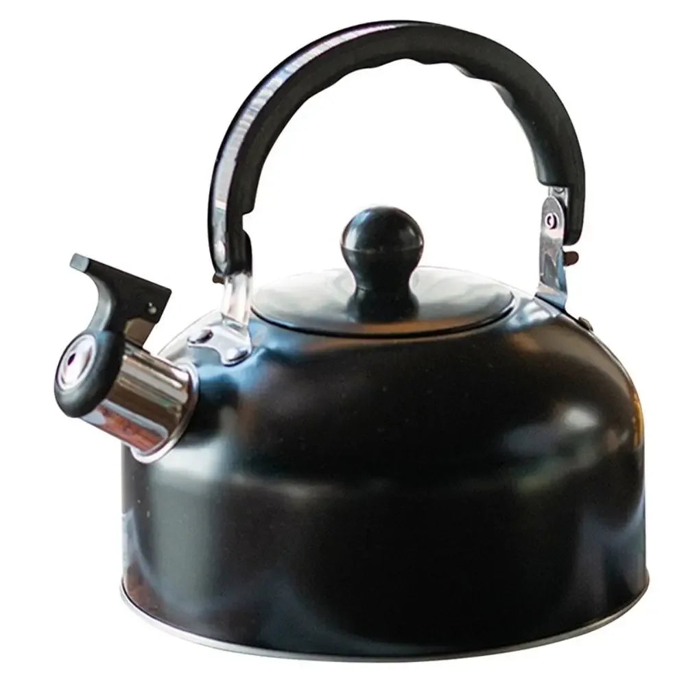 Enamel Stovetop Kettle with Whistle – 3 L Retro Style Water Boiler for Gas, Electric & Induction Hob (Black, White)