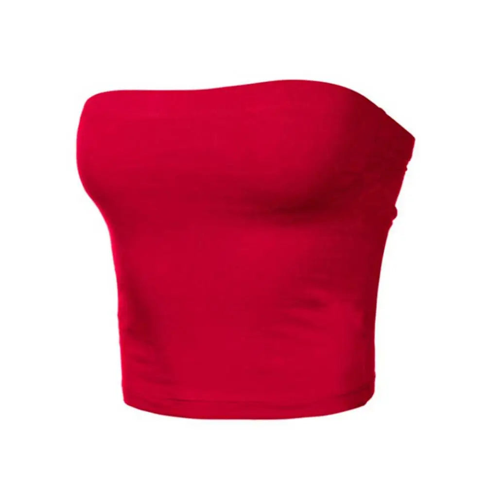 Kaia Strapless Bandeau Crop Top – Fitted Tube Top in Various Colours for Women