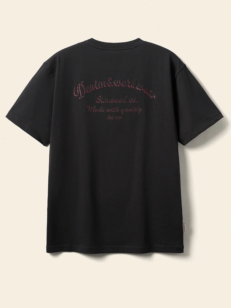 Men’s Heavyweight Embroidered T-Shirt – 300gsm Regular Fit Tee in Black & Cream