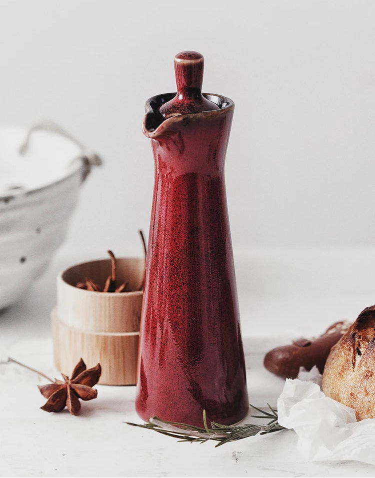 Arden Glazed Ceramic Oil Bottle – 150ml Kitchen Pourer for Olive Oil, Vinegar & Seasoning
