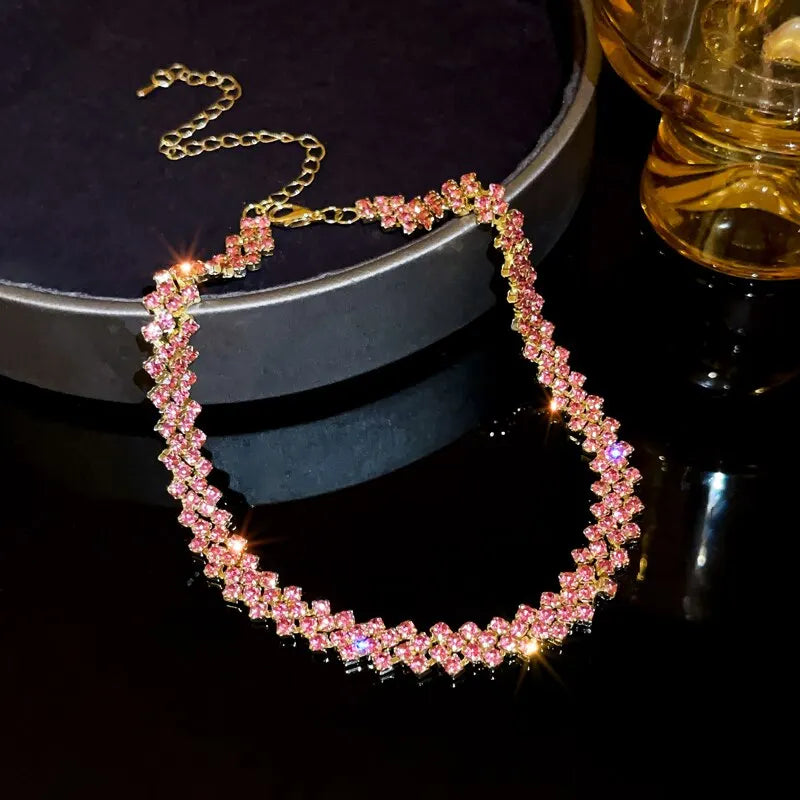 Stunning Crystal Necklace - Sparkling Choker with Adjustable Chain