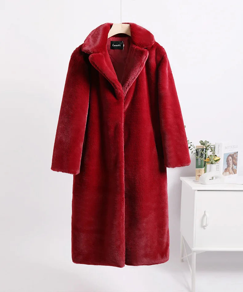 Celia Faux Fur Long Coat-Luxe Winter & Occasion Outerwear