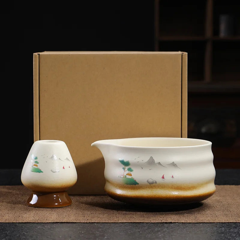 Japanese Matcha Tea Ceremony Set – 2/4/5 - Piece Matcha Tea Whisk, Bowl, Sifter & Bamboo Spoon Gift Box