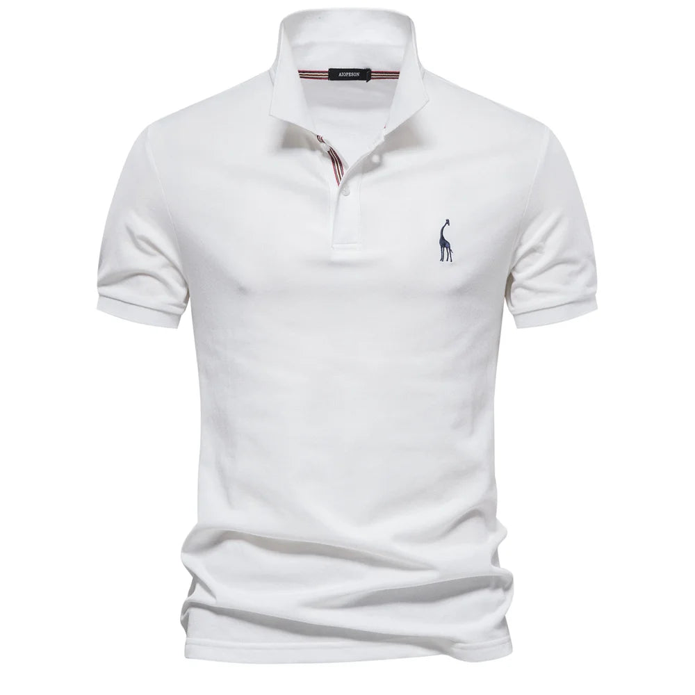 Men’s Cotton Blend Polo Shirt – Short Sleeve Casual Fit T-Shirt with Embroidered Logo and Button Collar