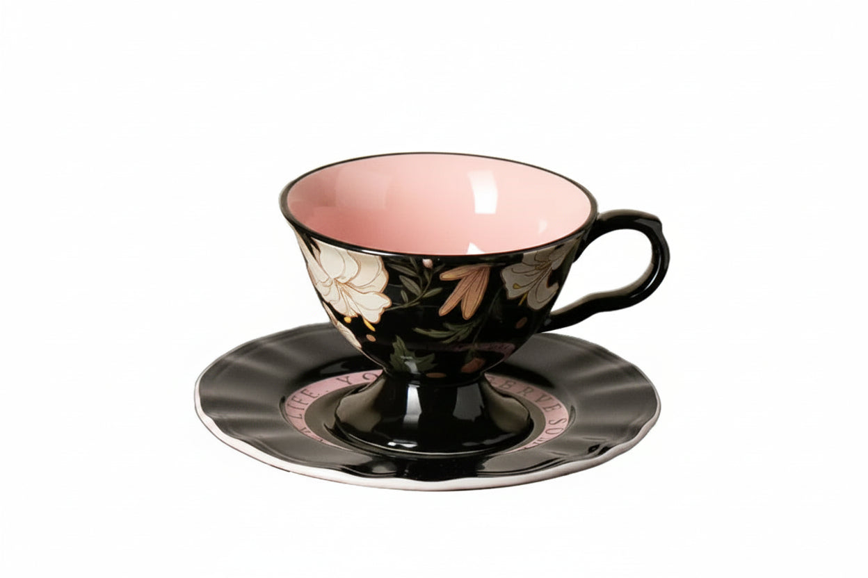 Marais Fine Bone China Tea Cup & Saucer Set – Vintage Floral Coffee & Afternoon Tea Cup
