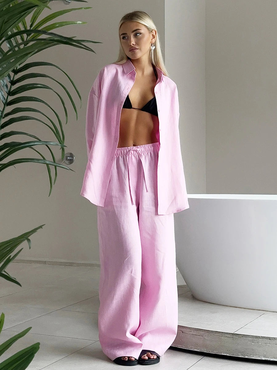 Valetta Linen Co-Ord Set – Holiday Trouser and Short Co-Ord in Various Colours for Summer