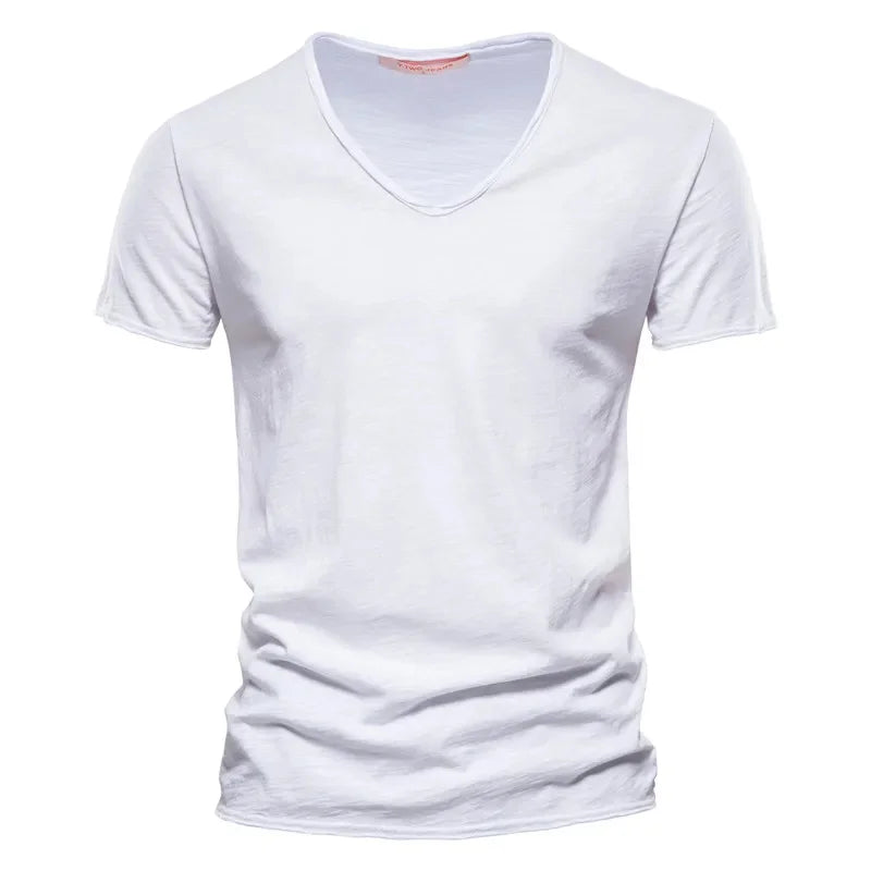 Men’s 100% Cotton V-Neck T-Shirt – Slim Fit Lightweight Short Sleeve Casual Tee