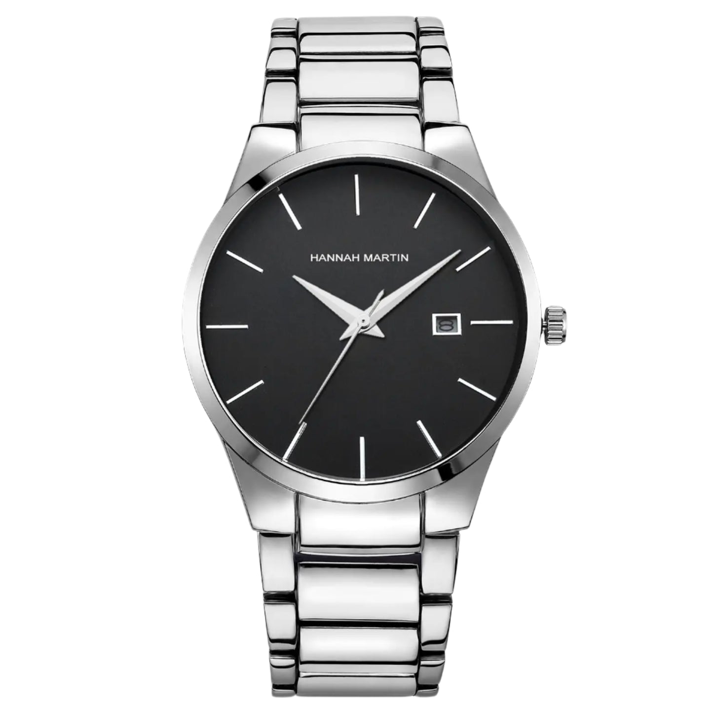 Men's Minimalist Stainless-Steel Watch - Black and Silver Luxury Timepiece