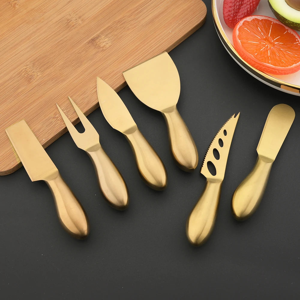 Cheese Knife Set – 6-Piece Stainless Steel Cheese Cutters for Soft & Hard Cheeses - In Various Colours