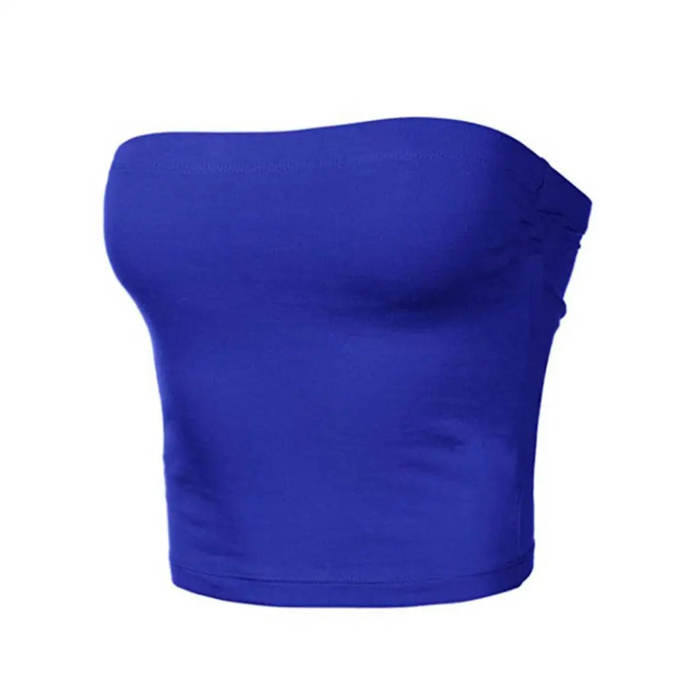 Kaia Strapless Bandeau Crop Top – Fitted Tube Top in Various Colours for Women