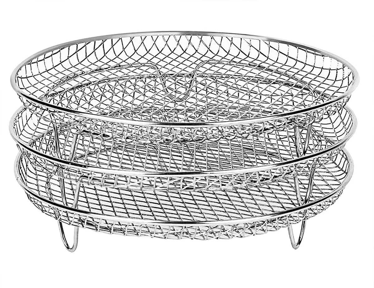 3-Piece Stackable Mesh Cooking & Baking Trays – Stainless Steel Cooking, Baking, Grilling and Cooling Racks