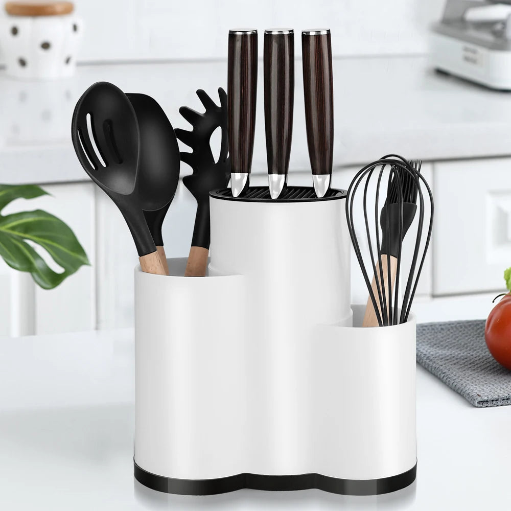 Kitchen Utensil Holder – Multi-Section Countertop Caddy for Cooking Tools & Knives
