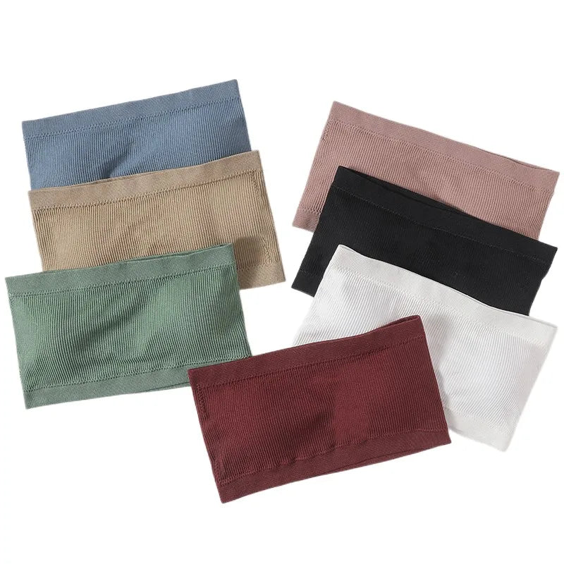 Riva Ribbed Bandeau Crop Tops – Strapless Stretch Tube Tops in Multiple Colours