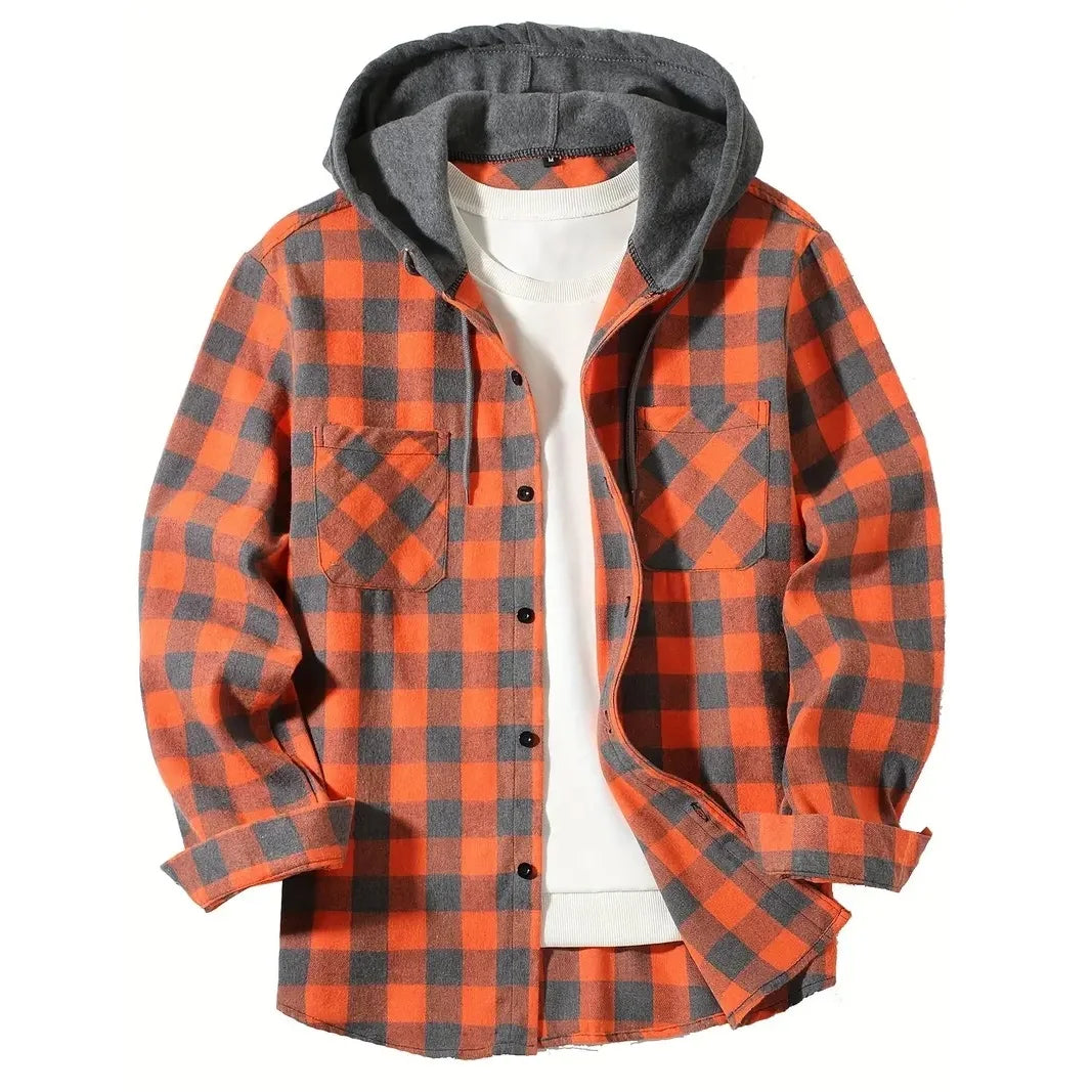 Men's Plaid Hooded Flannel Shirt