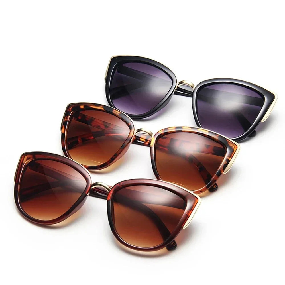 Delara Cat Eye Sunglasses – Black & Gold Gradient Lens UV Fashion Shades for Women