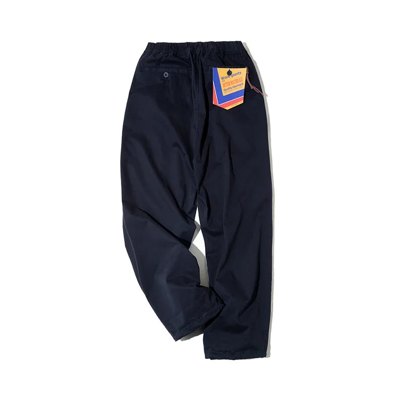 Cavendish Men’s 100% Cotton Casual Trousers – Elastic Waist Straight Leg Chino Style Pants