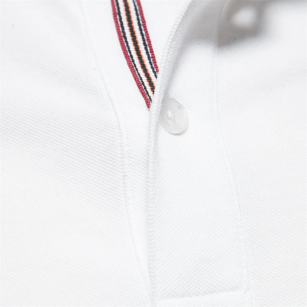 Men’s Cotton Blend Polo Shirt – Short Sleeve Casual Fit T-Shirt with Embroidered Logo and Button Collar