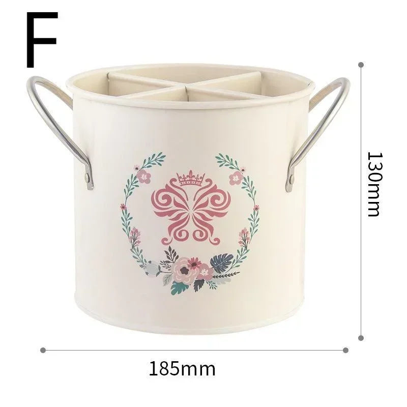 Enamel Utensil Holder – Vintage Kitchen Utensil Pot & Cutlery Storage Jar