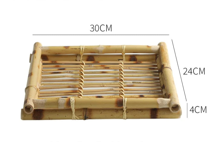 Handmade Bamboo Tea Trays & Decorative Lace Paper Liners - Rustic Wooden Serving Trays for Snacks, Coffee & Afternoon Tea