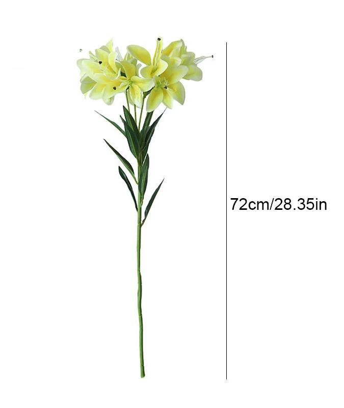 Lilyana Silk Lily Stem – Faux Lily Flower Bouquet with 10 Heads for Tall Vases, Wedding Flowers and Home Décor