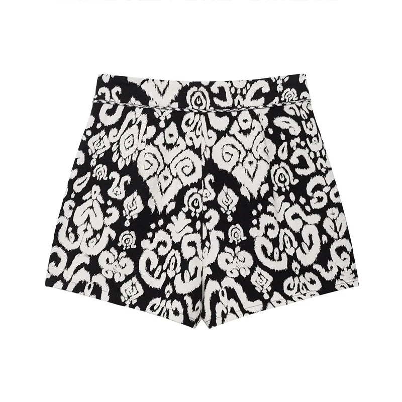 Sorellina Printed Co-Ord Set – Sleeveless Tie Waist Waistcoat and High Waist Skort Two-Piece