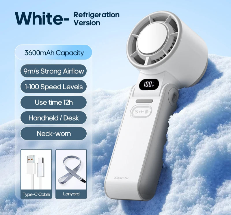 Portable Rechargeable Handheld Fan – 12-Hour Mini Cooling Fan with Adjustable Speeds