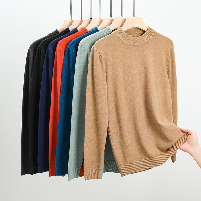 Men’s Mock Neck Knit Jumper – Long Sleeve Layering Pullover