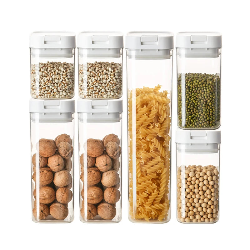 Airtight Food Storage Container – Clear Plastic Kitchen Container with White Lid for Pasta, Cereal, Rice, Snacks & Pantry Organisation