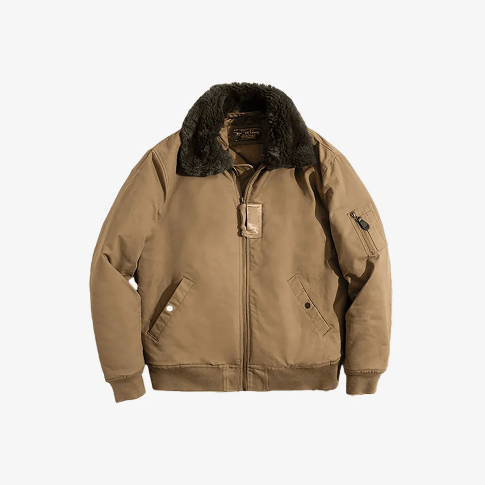 Aviator Bomber Jacket – Faux Fur Collar & Utility Pocket