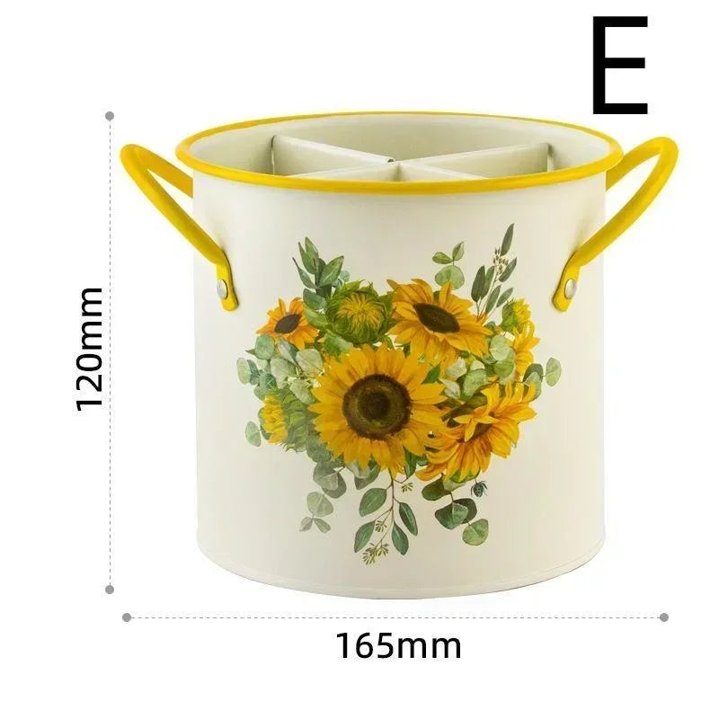 Enamel Utensil Holder – Vintage Kitchen Utensil Pot & Cutlery Storage Jar
