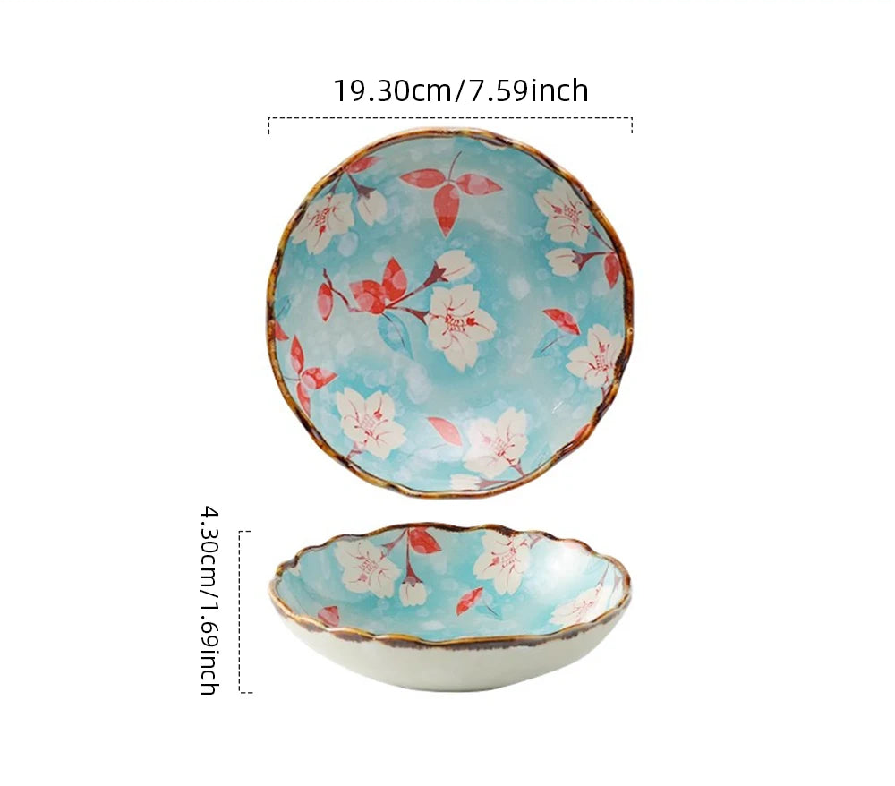 Kirei Floral Ceramic Bowl – Decorative Serving & Dining Bowls for Meals, Salads, and Desserts