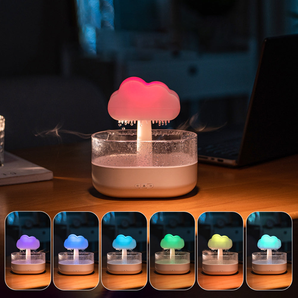 Rain Cloud Aroma Diffuser with 7-Colour LED – 200ml Essential Oil Humidifier & USB Ultrasonic Mist Sprayer