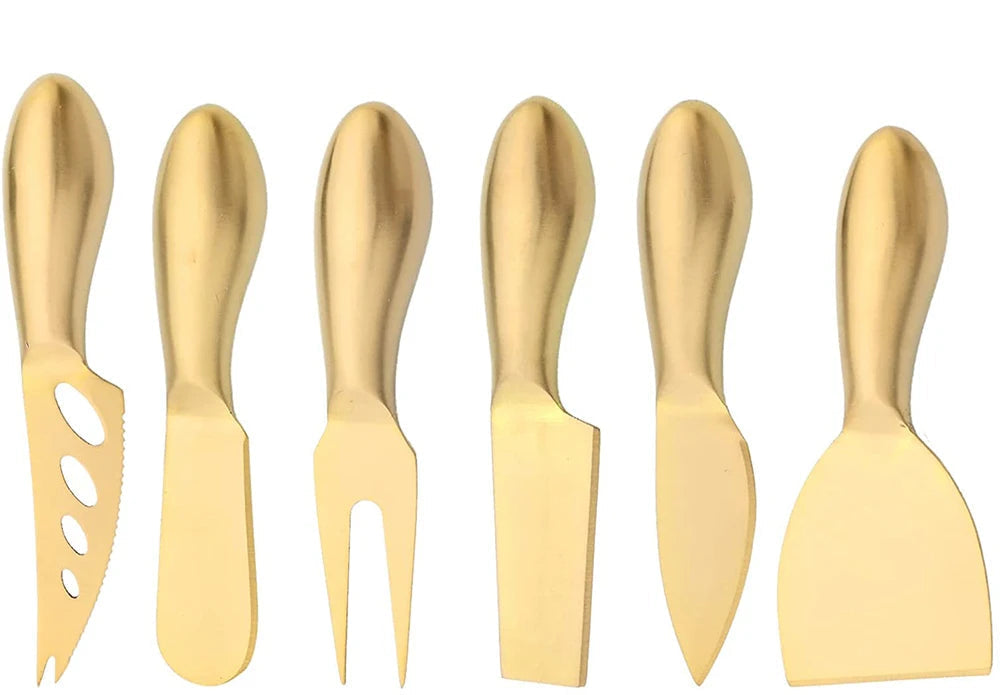 Cheese Knife Set – 6-Piece Stainless Steel Cheese Cutters for Soft & Hard Cheeses - In Various Colours