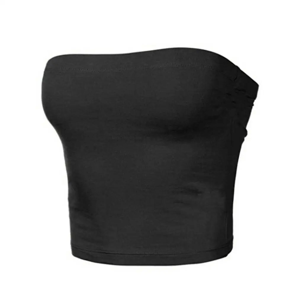 Kaia Strapless Bandeau Crop Top – Fitted Tube Top in Various Colours for Women