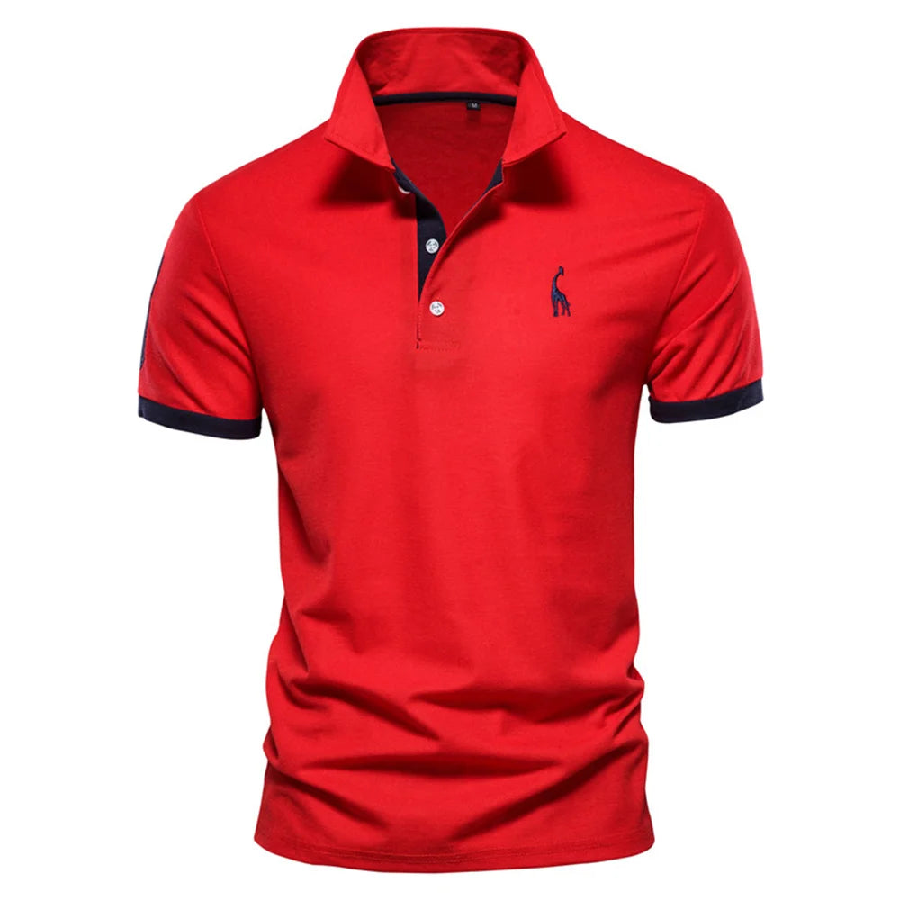 Men's Embroidered Polo Shirt – Cotton Blend Short Sleeve Classic Fit Top for Casual Smart Outfits