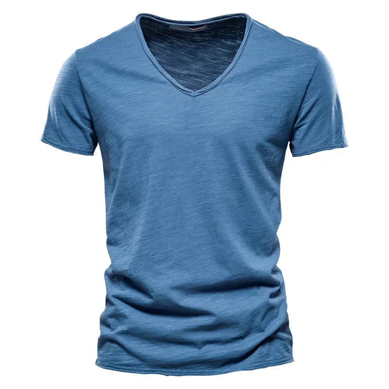 Men’s 100% Cotton V-Neck T-Shirt – Slim Fit Lightweight Short Sleeve Casual Tee