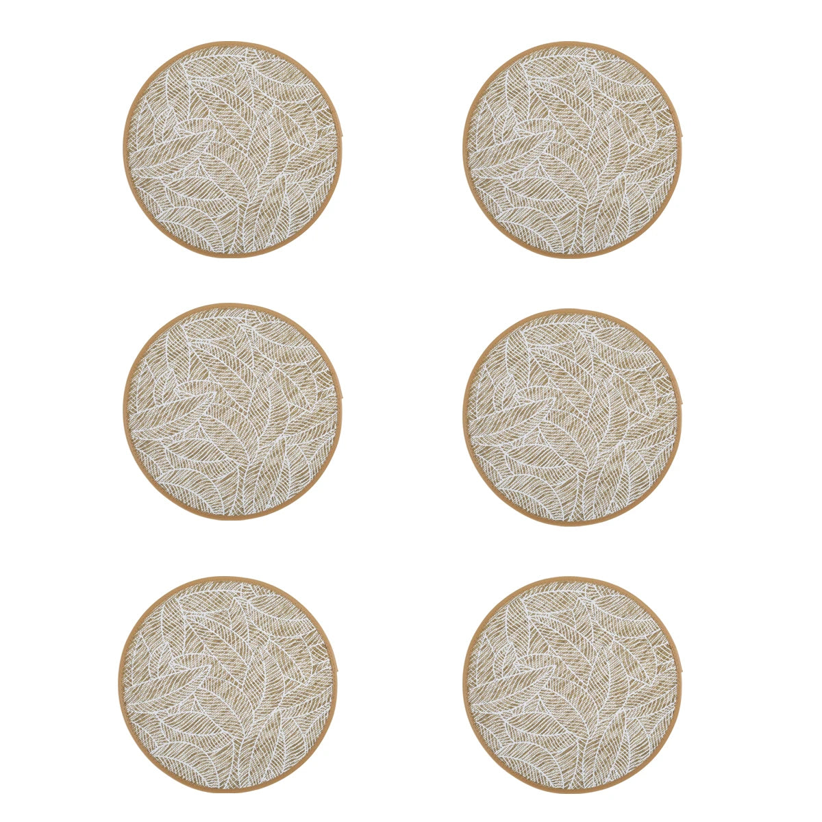 Boho Leaf Pattern Round Placemats for Dining Table – 2/4/6/8 Set Decorative Heat Resistant Table Mats