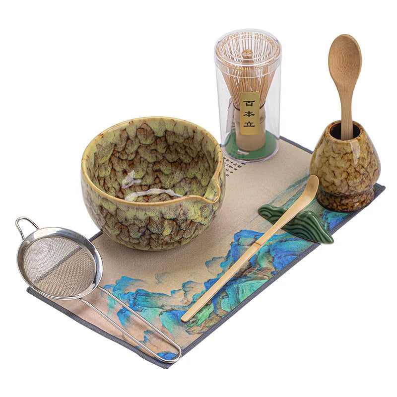 Kiyora 8 Piece Japanese Matcha Tea Set – Traditional Matcha Gift Set with Bowl, Bamboo Whisk and Accessories