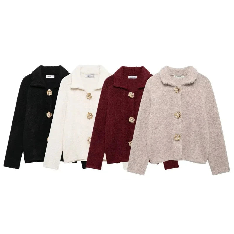 Knitted Cardigan With Statement Buttons