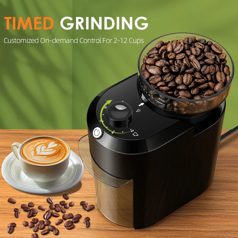 Electric Burr Coffee Grinder – Adjustable 28-Setting Flat Burr Mill for Espresso, French Press, Filter & Cold Brew